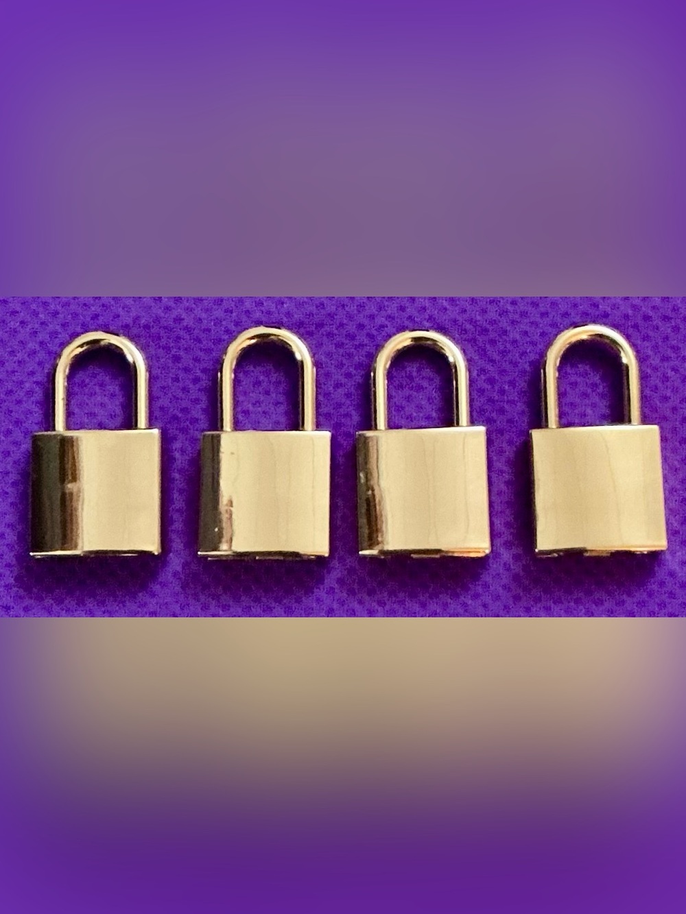 🔒Set of Four Small Gold Tone Spring Loaded Padlock Charms